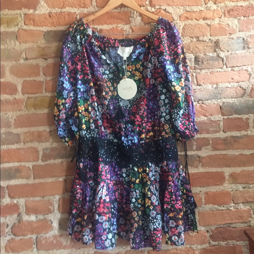 Off the shoulder floral print tassel dress